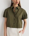 elza-top-green-short-sleeve-button-down-cotton-poplin