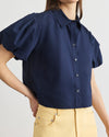 elza-top-navy-blue-short-sleeve-button-down
