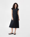 midi-shivon-dress-black-collared-short-sleeve-belted