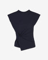 robin-top-maritime-blue-mock-neck-cap-sleeve-shirt