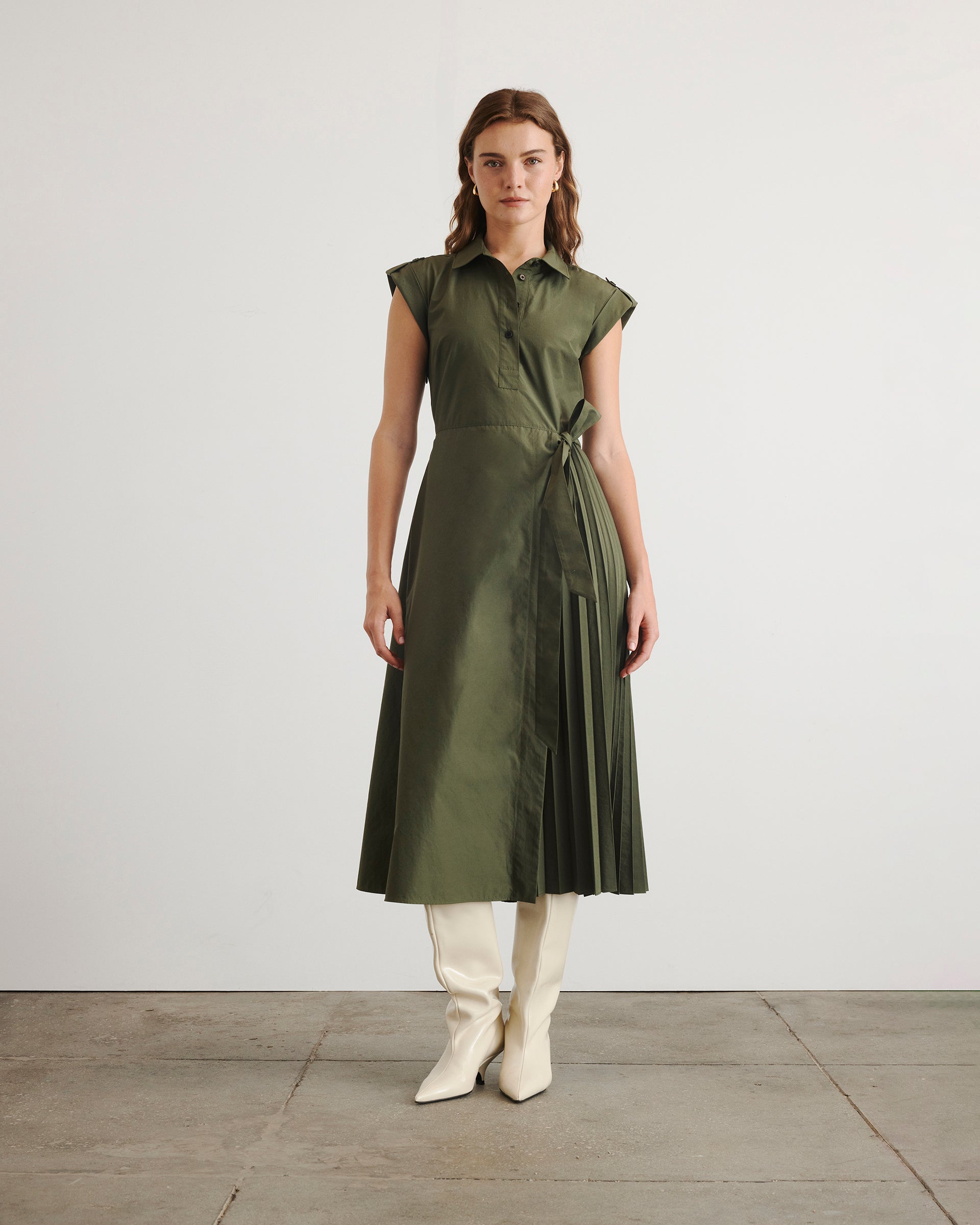 shivonley-dress-green-sleeveless-collared-cotton-poplin